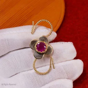 Floral Shape Padlock Handmade Designer Jewelry Pink Onyx Padlock for Necklace, Bracelet Connector 925 Sterling Silver Jewelry