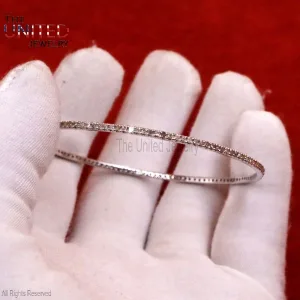 Natural Pave Diamond Dainty Women's Diamond Bangle Jewelry, Anniversary Gift Bangle, Bridal Jewelry, Gift For Her