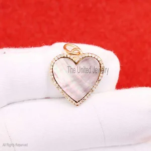 925 Sterling Silver Handmade Mother Of Pearl Heart Pendant, Sterling Silver Pearl Heart Pendant Jewelry, Gemstone Heart Pendant, Silver Gemstone Heart