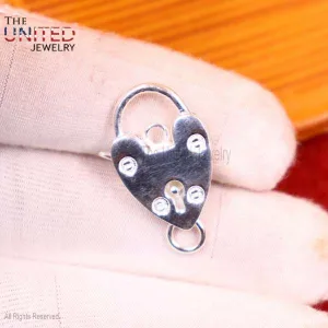 925 Sterling Silver Heart Shape Padlock, Silver Heart Padlock, Silver Padlock Heart Pendant Charm Holder Jewelry