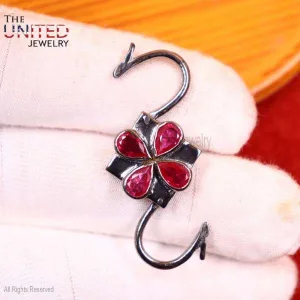 925 Sterling Silver Black Rhodium Padlocks, Silver Padlock Clasp Lock, Ruby Padlock, Ruby Padlock, Ruby Padlock Jewelry Wholesale, Silver Ruby Padlock