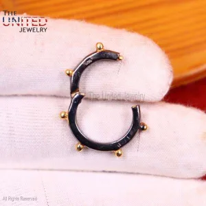 Black Oxidized With Gold Plating Enhancer Charm Lock,Enhancer Charm Lock, Gold Charm Holder, Charm Holder Necklace Jewelry