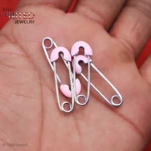 Pink Enamel Handmade Sterling Silver Safety Pin Jewelry, Silver Safety Pin, Silver Pins Jewelry