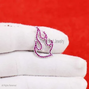 925 Sterling Silver Pave Ruby Flame Pendant Jewelry, Ruby Flame Necklace, Silver Flame Pendant, Fire Flame Pendant Jewelry