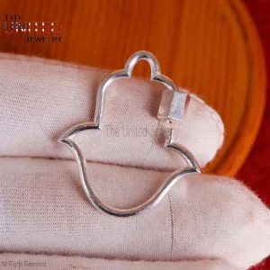 925 Sterling Silver Handmade Hamsa Shape Carabiner Lock Jewelry, Silver Hamsa Screw Lock Jewelry