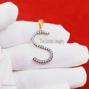 925 Sterling Silver Gemstone Alphabets A to Z Pendant, Gemstone S Alphabet Pendant, Silver S Letter Pendant, Handmade Jewelry