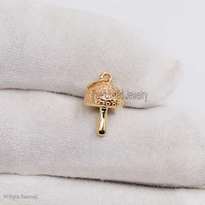 14k Gold Mushroom Pendant Charm, 14k Gold Charms Necklace, Tiny Mushroom Charms, 14k Gold Mushroom Charms, Gold Charms Pendant