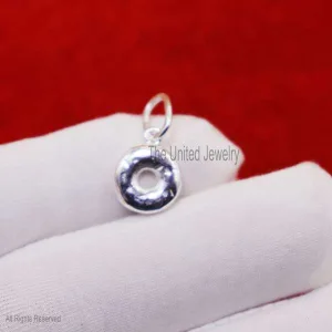 925 Sterling Silver Bagel Pendant, Handmade Sterling Silver Bagel Charms Pendant Jewelry, Silver Bagel Charms