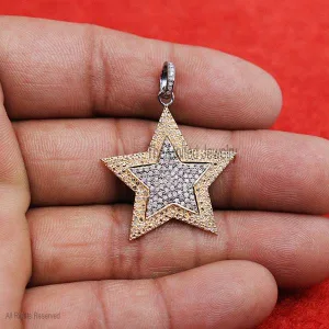 Natural Pave Diamond Star Charm Pendant Necklace Jewelry, Silver Diamond Star Charms, Diamond Charms