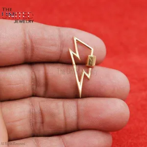 Handmade Sterling Silver Designer Lighting Bolt Carabiner Lock Jewelry, Silver Carabiner Lock Jewelry, Carabiner Lock Jewelry