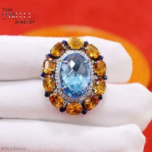 925 Sterling Silver Tanzanite Ring Jewelry, Diamond Finger Ring, Round Tanzanite silver Ring, Tanzanite Women’s Ring