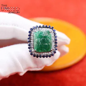 925 Sterling Silver Green Onyx Ring Jewelry, Pave Diamond Finger Ring, Green Onyx Silver Ring, Green Onyx Silver Ring