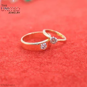 18k Gold Double cut Diamond Couple Ring, 18k Gold full cut Diamond Ring, Couple Diamond Ring, Engagement Ring, 18k Handmade Jewelry