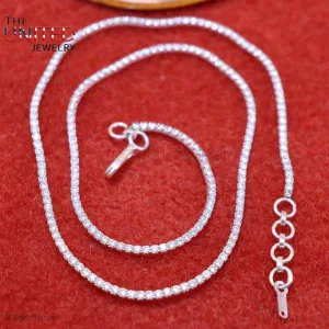 925 Sterling Silver Pave Diamond Tennis Chain Necklace, Handmade Diamond Box Chain Jewelry For Women's