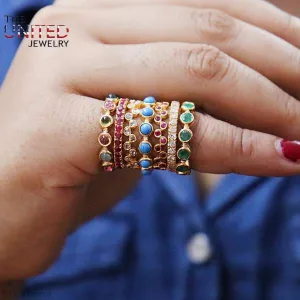 18k Gold Gemstone Band Ring, Gold Designer Band Ring, 14k Gold Band Ring, Gemstone Band Ring For Women’s, Gold Engagement Ring, Ring Jewelry