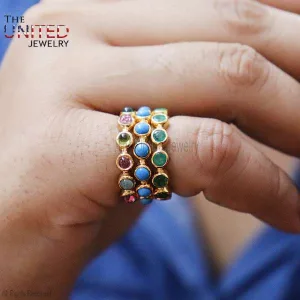 9k Gold Gemstone Band Ring, Gold Designer Band Ring, 9k Gold Band Ring, Gemstone Band Ring For Women's, Gold Engagement Ring, Ring Jewelry