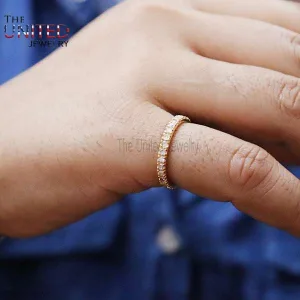 14k Gold Diamond Band Ring, Gold Diamond Band Ring, Gold Gemstone Band Ring, Gold Gemstone Engagement Ring for Women's, Handmade Ring For Women's