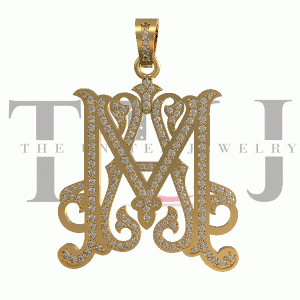 Natural Pave Diamond Handmade M Shape Initial Monogram Pendant Jewelry, Personalized Silver Monogram Jewelry