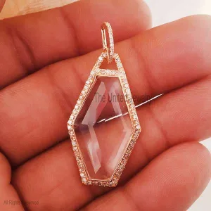 Crystal Pave Diamond Pendant Jewelry, 14k Yellow Gold Diamond Pendant Jewelry For Women’s, Shaker Gold Pendant