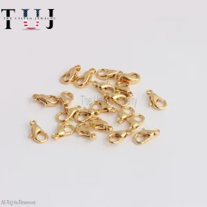 9mm Sterling Silver Gold Claw Clasp, Lobster Claw Clasp, Necklace Closures, Jewelry Making Supplies, Gold Plated Findings