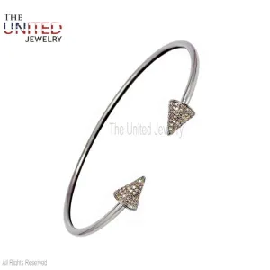 Pave Diamond Designer Cuff Bangle, Silver Pave Diamond Cuff Bangle, Handmade Sterling Silver Pave Diamond Cuff Bangle Jewelry