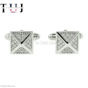 925 Sterling Silver Handmade Pave Diamond Men's Cufflinks Jewelry