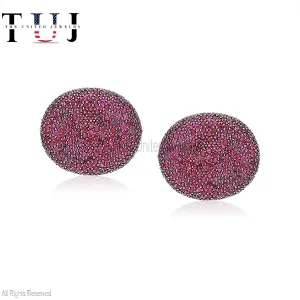925 Sterling Silver Pave Ruby Handmade Men's Cufflinks Jewelry