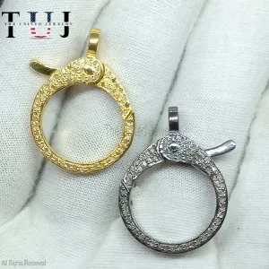 Pave Diamond Clasp Diamond Lobster Clasp, 925 Sterling Silver Handmade Findings Clasp