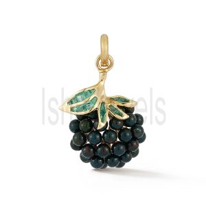 14K Gold Emerald Wild Blackberry Charm