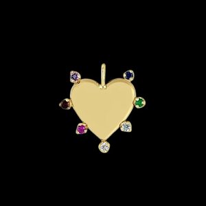 925 Silver Gold Beautiful Diamond Heart Pendant, Multi Color Heart Diamond Pendant, Diamond Heart Shape Necklace, Heart Pave Diamond Charm