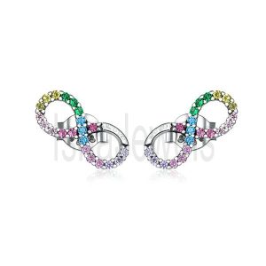 925 Sterling Silver Colorful Infinite Love Stud Earrings Precious Jewelry