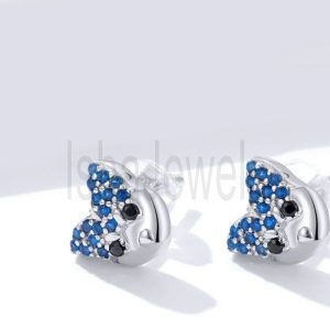 925 Sterling Silver Cute Husky Stud Earrings Precious Jewelry For Women