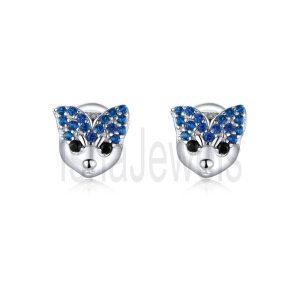 925 Sterling Silver Cute Husky Stud Earrings Precious Jewelry For Women