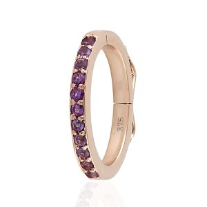 9K Rose Gold Pave Amethyst Gemstone Lock Finding For Gifts