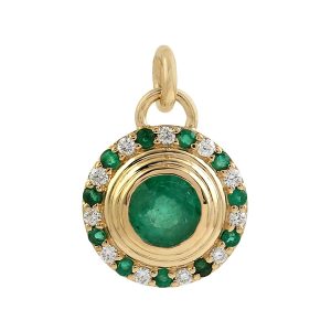 18K Yellow Gold Halloween Pendant, Designer Emerald & Diamond Jewelry , Perfect Gift for Halloween Lovers