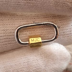 Custom Engrave Handmade Sterling Silver Two Color Tone Plating Carabiner Lock, Silver Carabiner Lock Jewelry, 20mm Carabiner Lock