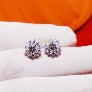 Sterling Silver Diamond Stud Earrings, Diamond Stud Earrings, Silver Stud Earrings, Handmade Diamond Silver Stud Earrings For Women's