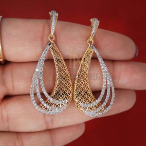 14k Gold Handmade Designer Pave Diamond Earrings Jewelry, Handmade 14k Gold Diamond Dangles Earrings Jewelry