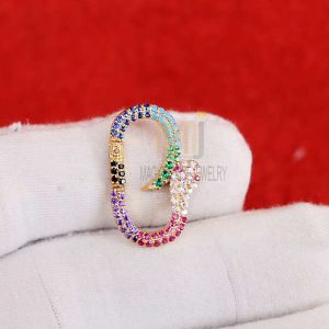 Multisapphire Handmade Snake Push Snap Lock Jewelry, Silver Multisapphire Snake Snap Enhancer Lock, Silver Charm Holder