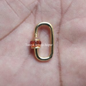9k Yellow Gold Handmade Citrine Baguette Carabiner Lock Jewelry, Carabiner Lock, Baguette Mini Carabiner Lock Jewelry