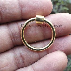 9k Solid Yellow Gold 25mm Handmade Round Carabiner Screw Link Lock Jewelry, Round Gold Scew Clap Lock, Gold Carabiner Lock