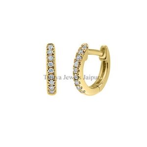 14K Gold Diamond Tiny Huggy Earrings