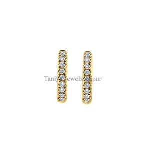 14K Gold Diamond Tiny Huggy Earrings